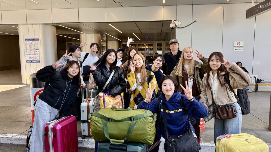Group of students on departure day in Los Angeles
